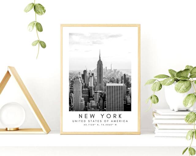 Empire State Building Print Black & White New York Wall Art by Etsy ...
