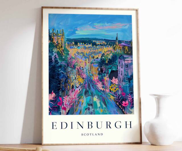 Edinburgh Travel Poster Scottish Cityscape Wall Art by Etsy | ufurnish.com
