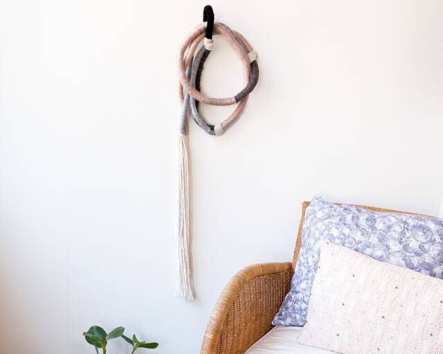 Knotted Rope String Wall Hanging, Wrapped Knot Fiber Art Decoration ...