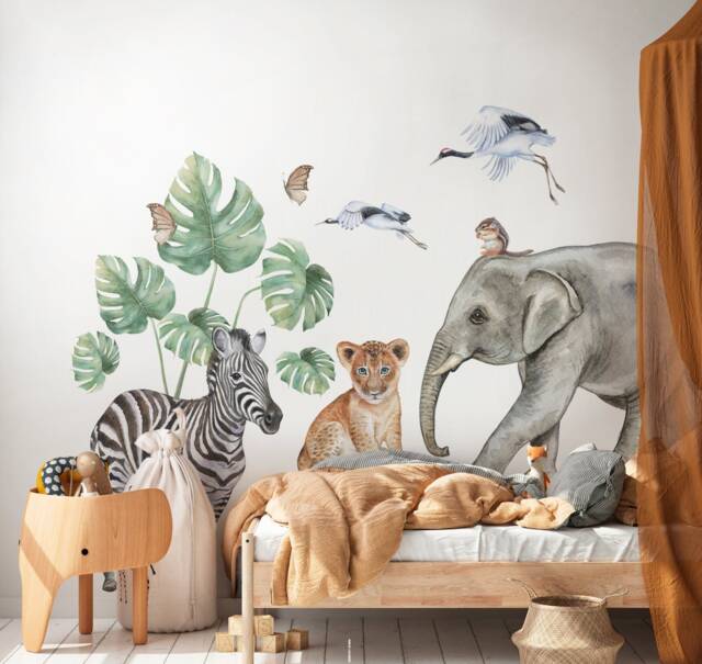 Watercolor Jungle Animal Wall Decals Safari Nursery Decor by Etsy ...