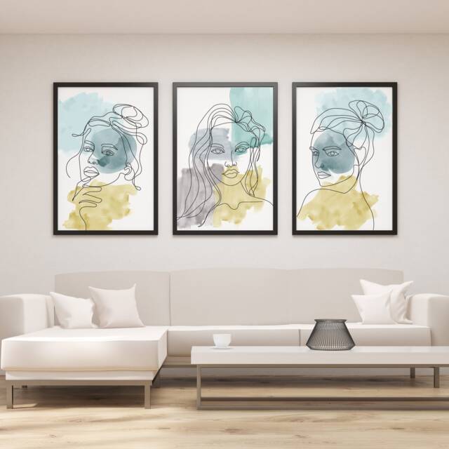 Abstract Woman Line Art Print Set Of 3, Printable Wall Art, Modern Home ...