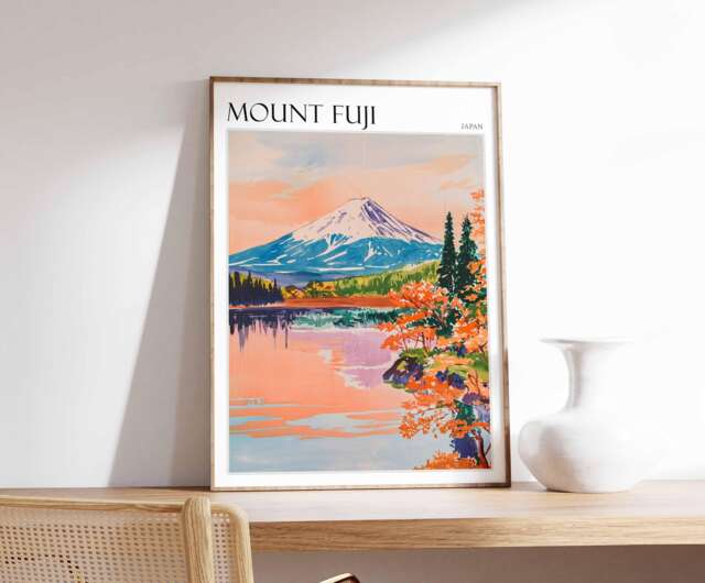 Mount Fuji Travel Poster Japanese Wall Art Print by Etsy | ufurnish.com