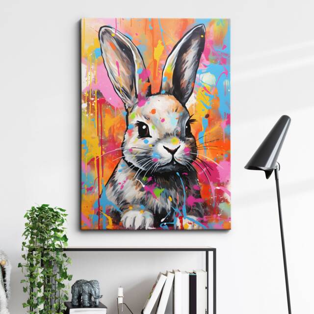 Fun Rabbit Graffiti Pet Animal Abstract Oil Painting Wall Art