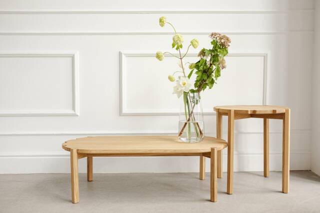 Solid Oak Coffee Table Round Brass Inlay - Modern Design by Etsy ...