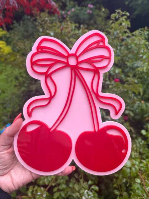 Coquette Cherry Acrylic Wall Art - Y2K Room Decor With Bow by Etsy
