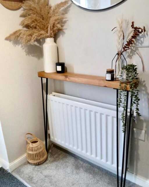 Rustic Console Radiator Table Rustic Narrow Console Table - Wooden Radiator Shelf Hallway Reclaimed ...