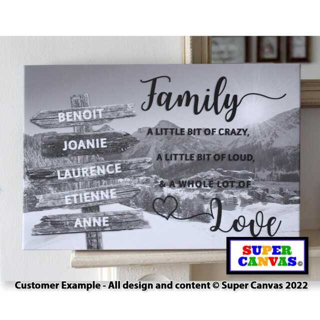 Family Street Sign Post Personalised With Names Picture Wall Art Framed ...