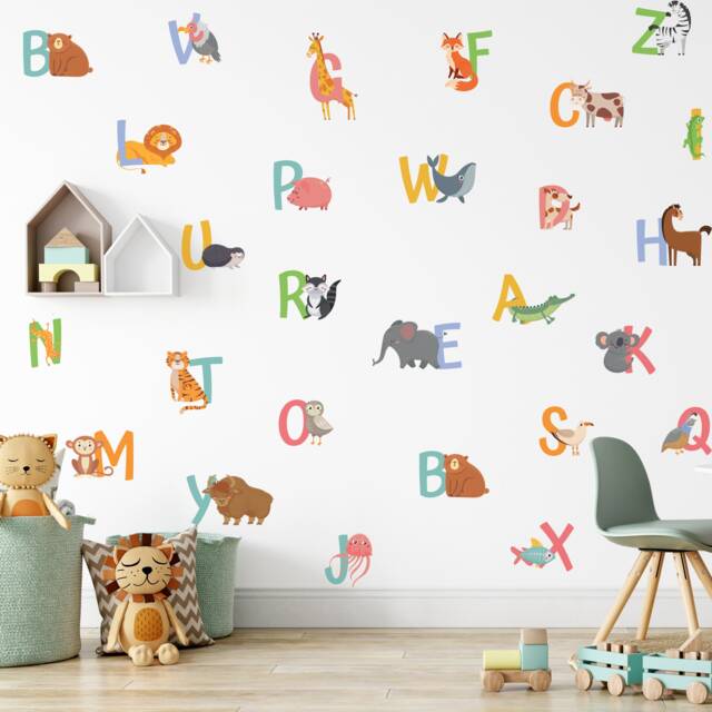 Alphabet Letters Wall Stickers Animal-Inspired Kids' Room Decor ...