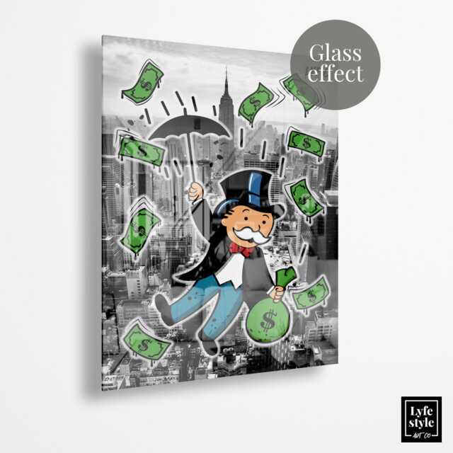 Glass Effect Raining Money Nyc - Alec Monopoly Inspired Wall Decor Pop ...