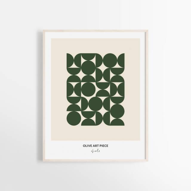 Olive Green Geometric Art Print Modern Abstract Shapes by Etsy ...
