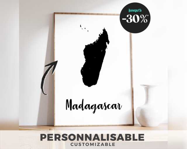 Madagascar Map Poster - Minimalist Wall Decor Poster, Modern Geographic ...