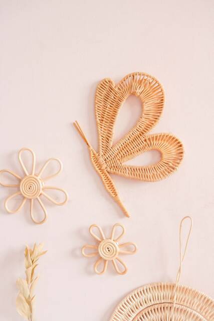 Rattan Butterfly Wall Decor, Boho Nursery Kids Bedroom Wicker Girl Toys ...
