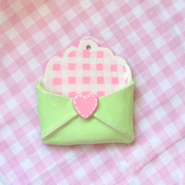 Pink - 4 Pockets Handcrafted Cotton Wall Hanging Letter Holder (21 x 12 in) 03