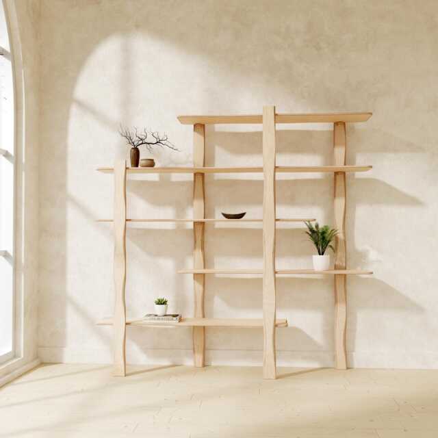 Handmade Minimalist Shelving Unit, Birch Plywood Room Divider Bookcase ... - Compact Minimalist Shelving Unit Designs With Baskets