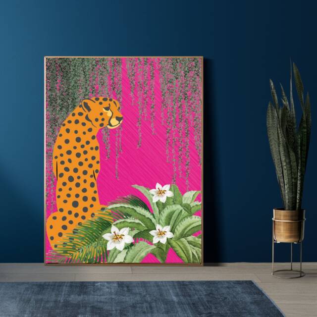 Hot Pink Tropical Leopard Print - Vibrant Maximalist Wall Art For ...
