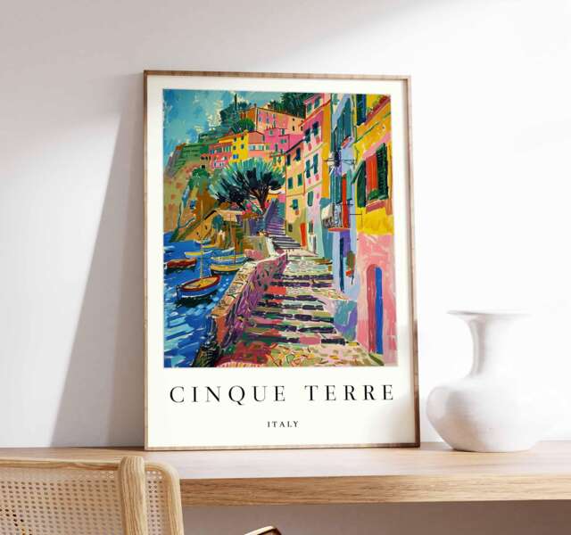 Cinque Terre Italy Print Colorful Coastal Landscape Art by Etsy ...