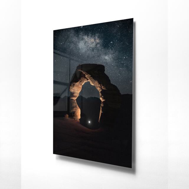 Moon Wall Decor, Landscape Glass Art, Living Room Housewarming Gift