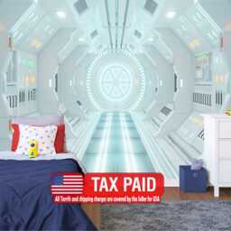 Spaceship Window View Wall Mural, Outer Space Kids Room Decor, Peel ...