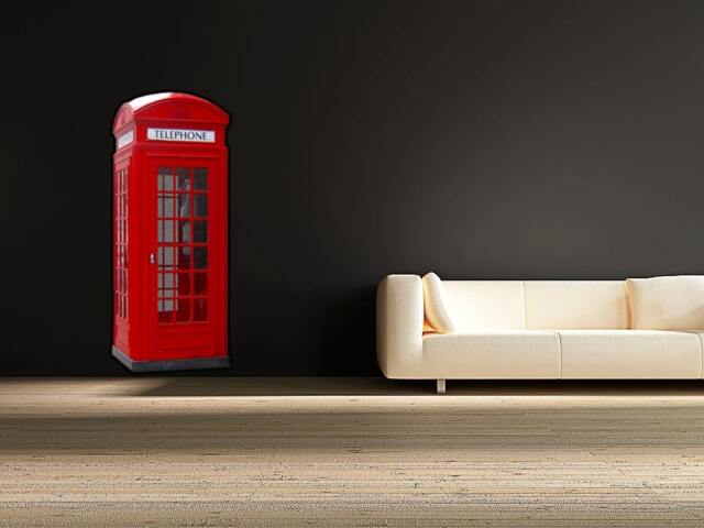 Red Phone Box Full Colour Wall Decal Sticker England British Telephone ...