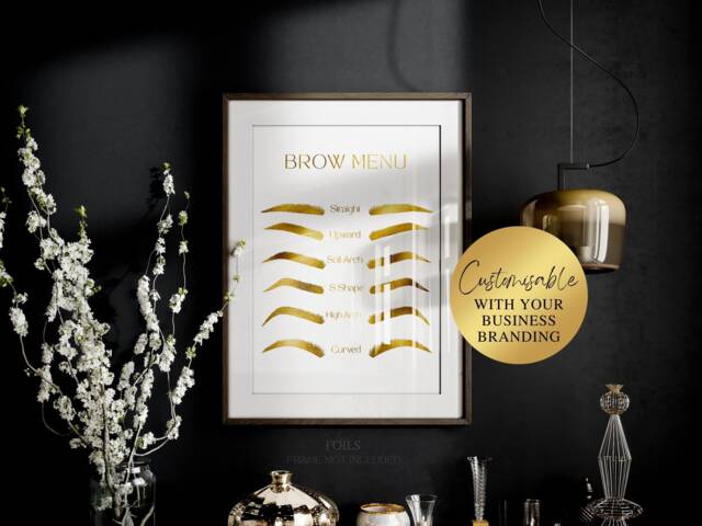 Brow Shape Guide Foil Print Chart For Salon Clients, Business Branding ...