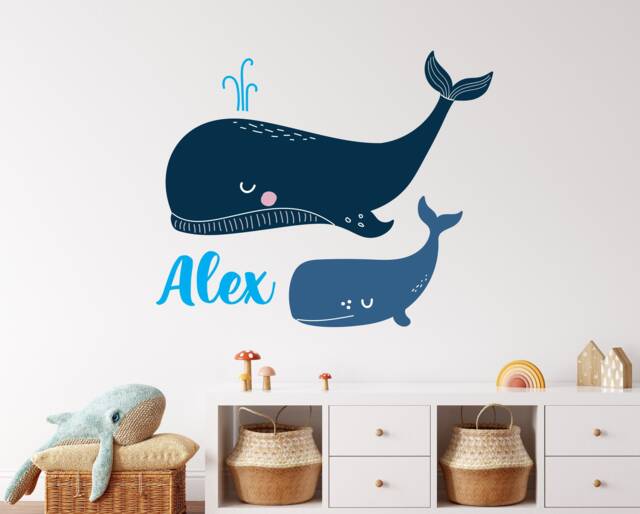 Personalized Whale Wall Decal Boy Name Nursery Sticker Nautical Vinyl personalized-whale-wall-decal-boy-name-nursery-sticker-nautical-vinyl