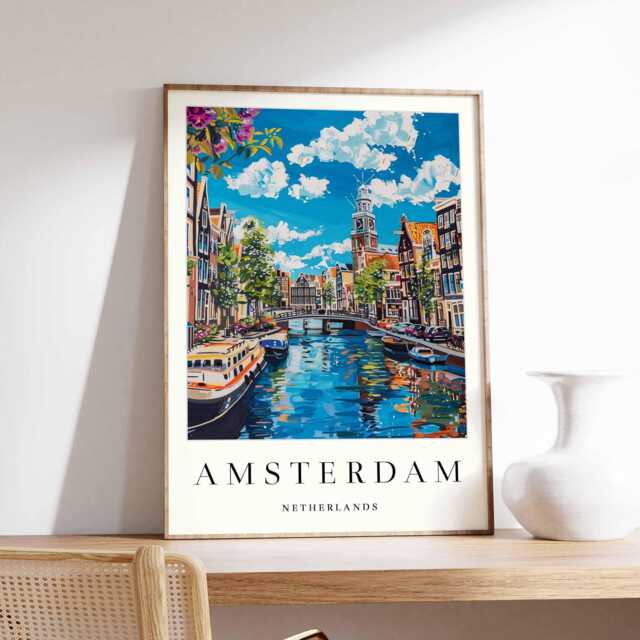 Amsterdam Canal Art Print Netherlands Travel Poster by Etsy | uFurnish.com