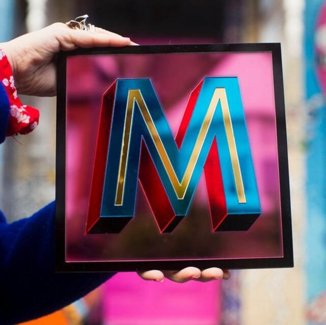 Custom Colour Monogram Sign, Initial Personalised Typography, Wall ...