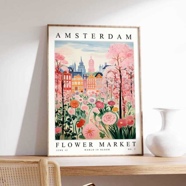 Amsterdam Flower Market Poster Dutch Floral Travel Art by Etsy ...