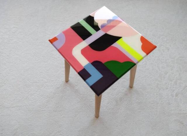 Abstract Pink Funky Colorful Epoxy Resin Art Coffee Table, Maximalist ...