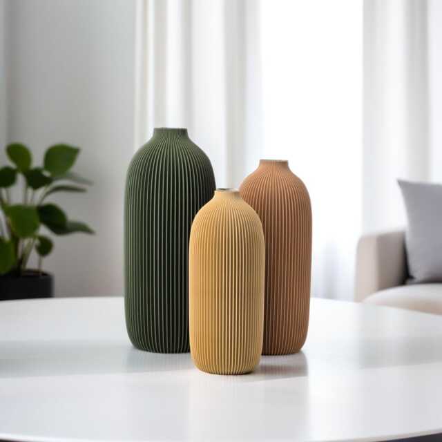Image showcasing Bottle -- Ecofriendly Set Of 3D Printed Vases For Modern Minimalist ...