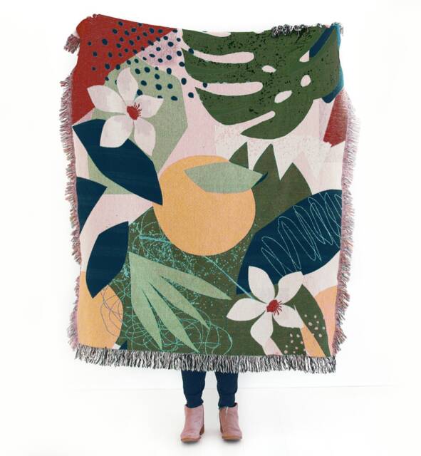 Botanical Throw Blanket Woven Cotton, Boho Home Decor by Etsy ...
