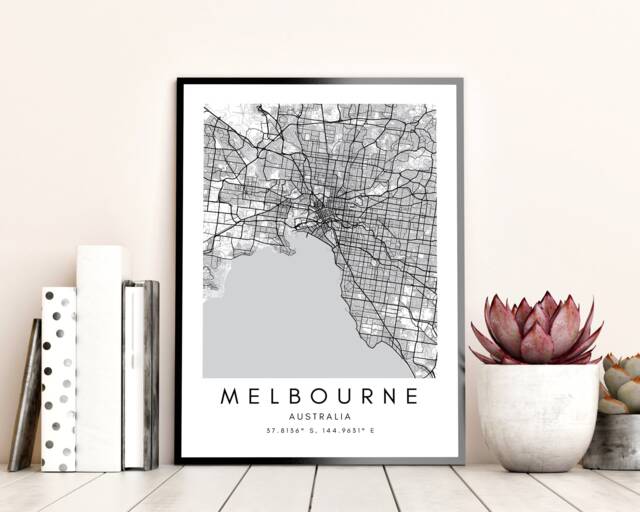 Melbourne Map Art Print Minimalist City Poster by Etsy | ufurnish.com