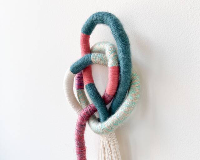 Knot Wall Art For Boho Decor, Wrapped Macrame Rope Hanging, Knotted ...