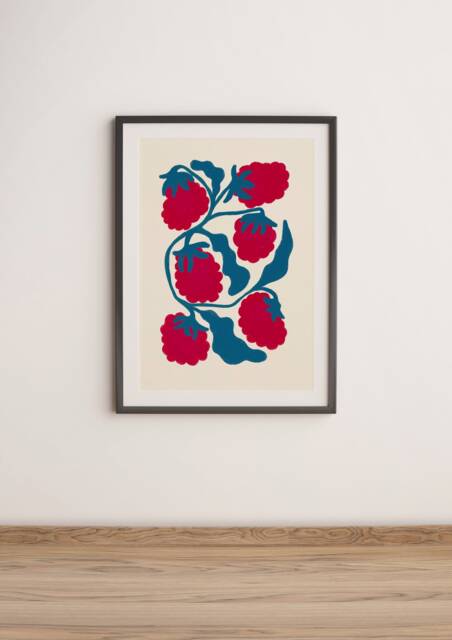 Raspberries Unframed Print - Raspberry Fruit Prints Poster Kitchen Wall ...