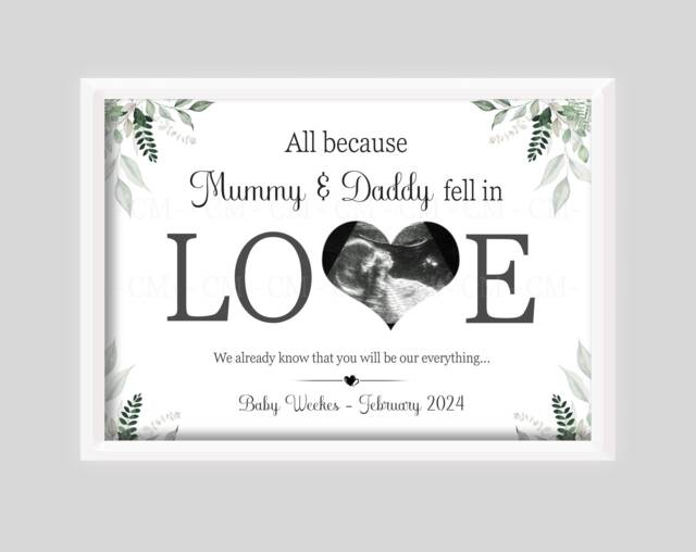 Personalised Pregnancy Scan Print Gift - Baby Mummy Daddy To Be Hands ...