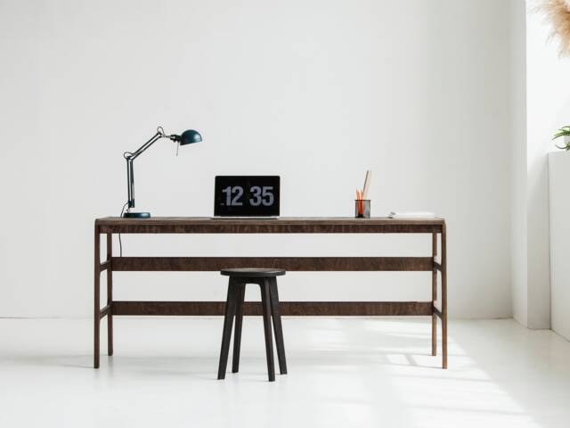 Mid Century Modern Desk For Office, Minimalist Computer, Wooden Desk ...