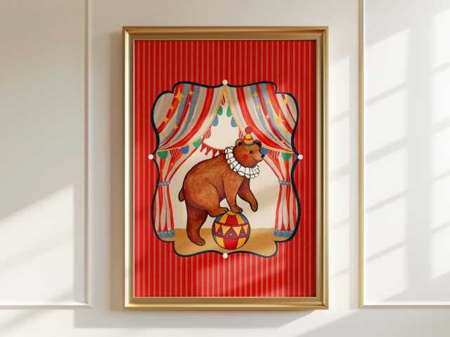 Circus Bear Art Print Whimsical Nursery Wall Decor by Etsy | ufurnish.com