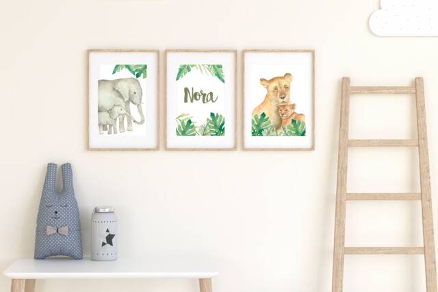 Set Of 3 Nursery Printsfor Baby Room Wall Art, Kids Printable Animal ...