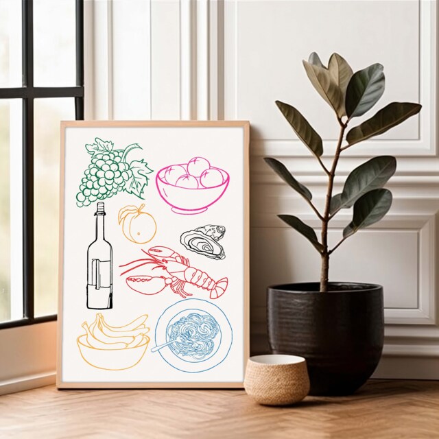 italian kitchen wall decor | kitchen wall art set of... Italian Kitchen Wall Art, Food Illustration Prints, Art Kitchen, Line ...