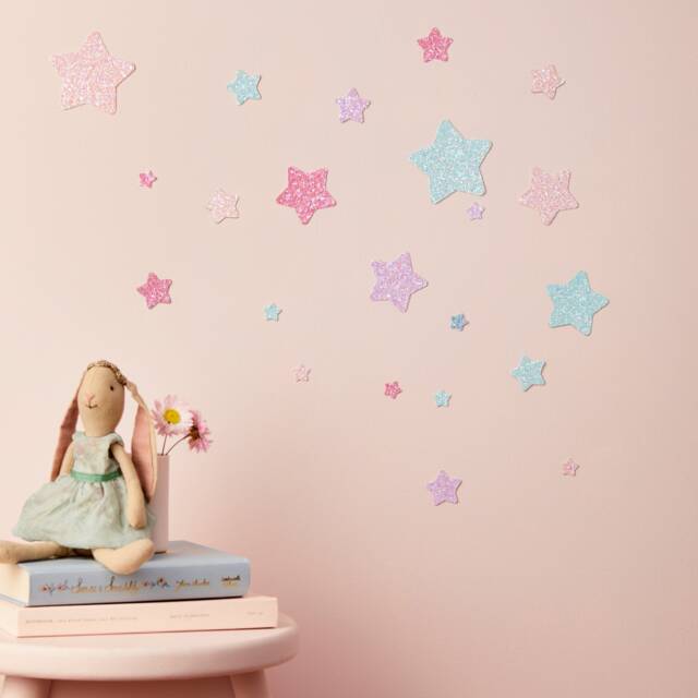 Star Wall Decals Pastel Glitter - Removable & Reusable Wall Stickers ...
