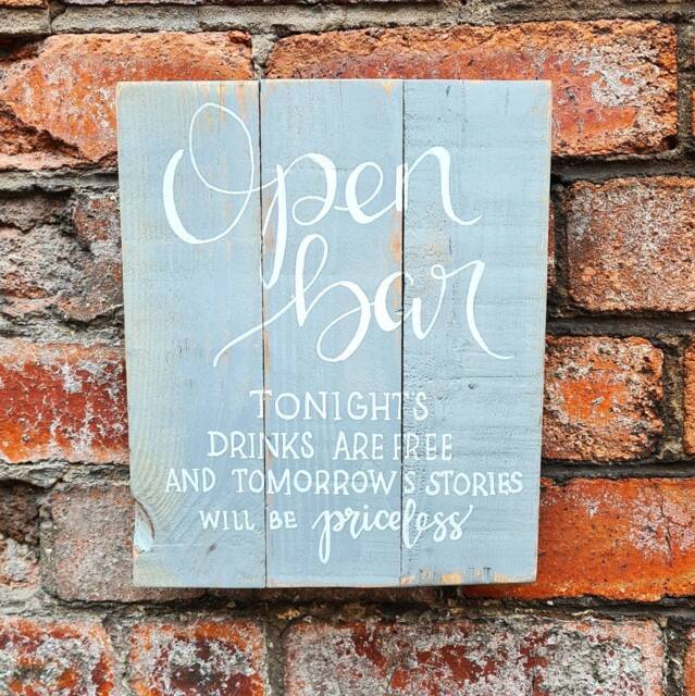 Open Bar Sign Reclaimed Wood Wall Bar Decor Home Hand Made Rustic ...