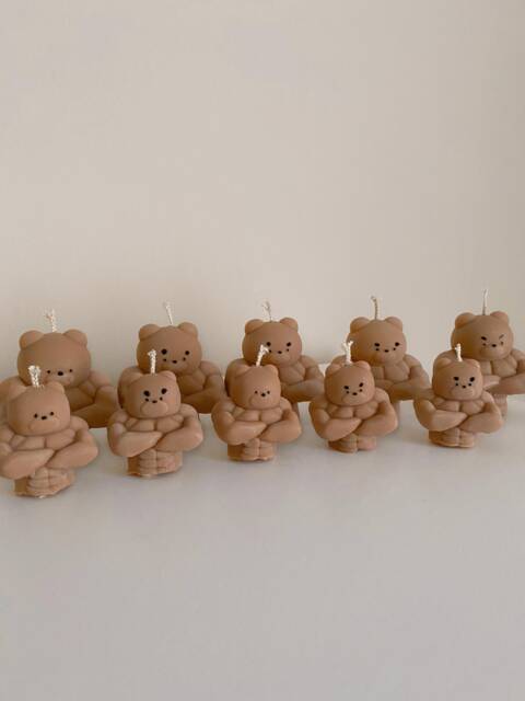 Cute & Mighty Buff Bear Candle, Muscular in Pink, Daddy Father Football ...