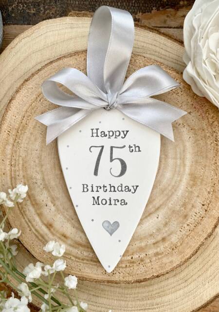 Sottobicchiere con scritta Happy 75th Birthday (lingua
