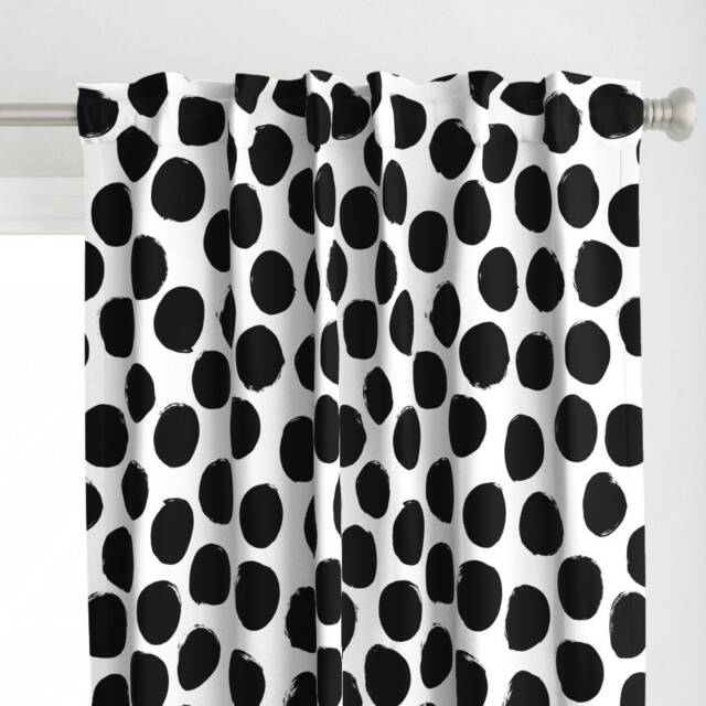Polka Dots Curtain Panel - Watercolor Monochromatic Black & White ...