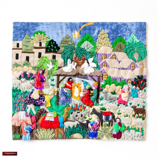 Christmas Quilt Wall Hanging - 3D Peruvian Arpillera Holiday Decorative ...