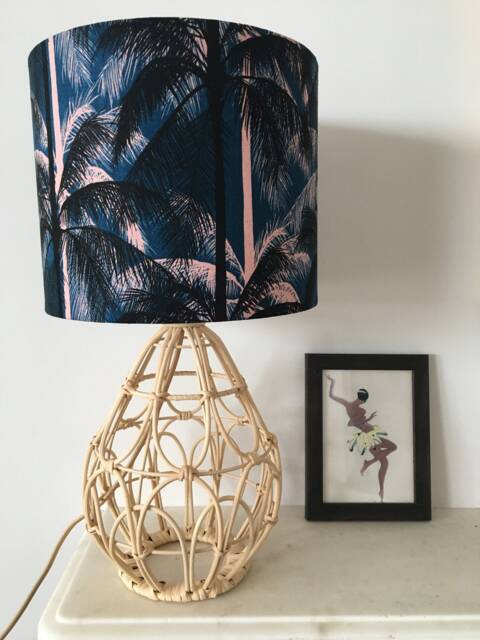 25cm Blue Palm Beach Lampshade, Table Decor, Tiki Drum Tropical ...