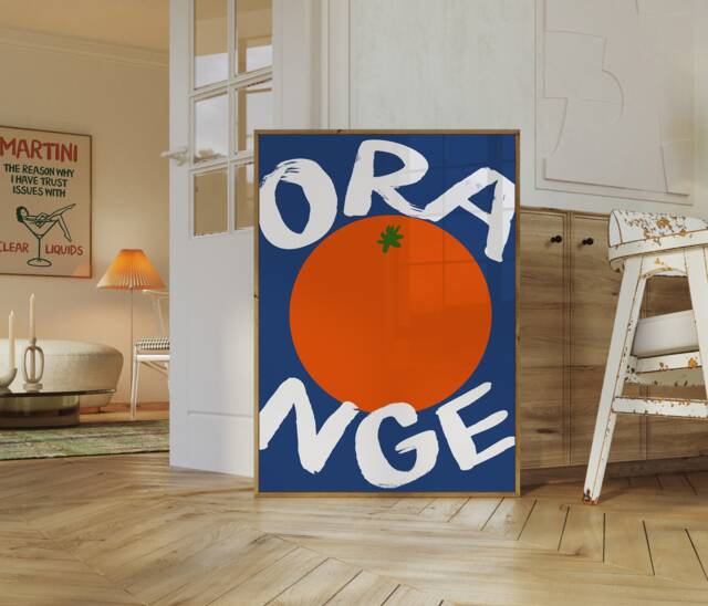 Orange Poster Print, Aesthetic Kitchen Wall Art Maximalist Decor, Retro ...