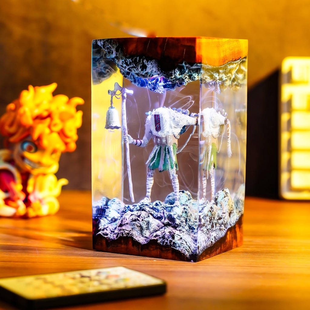 Diorama Monoco Expedition 33 Night Lamp, Handmade Resin & Wood