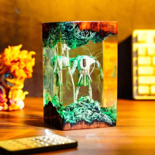 Diorama Monoco Expedition 33 Night Lamp, Handmade Resin & Wood