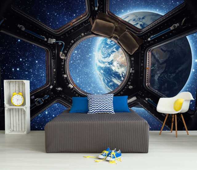 Spaceship 3D Window View Of Earth From Space Gift, Art Print Photomural ...